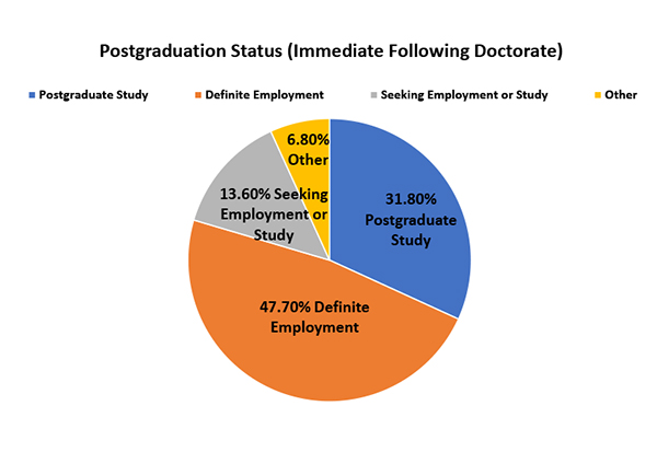Pie chart of postgraduation status